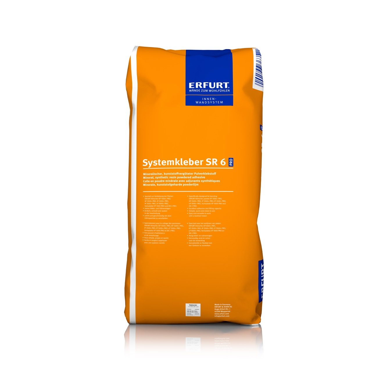 ERFURT-KlimaTec Systemkleber SR 6 PRO im 15-kg-Sack – mineralischer Pulverklebstoff für Klimaplatten